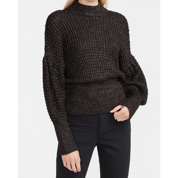 Express Chunky Balloon Sleeve Mock Neck Sweater S - Picture 1 of 3